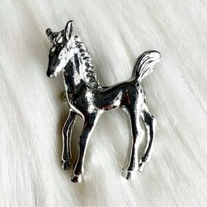 VINTAGE Foal Horse Silver Western GERRYS Brooch Pin • Cowgirl Cowboy Equestrian